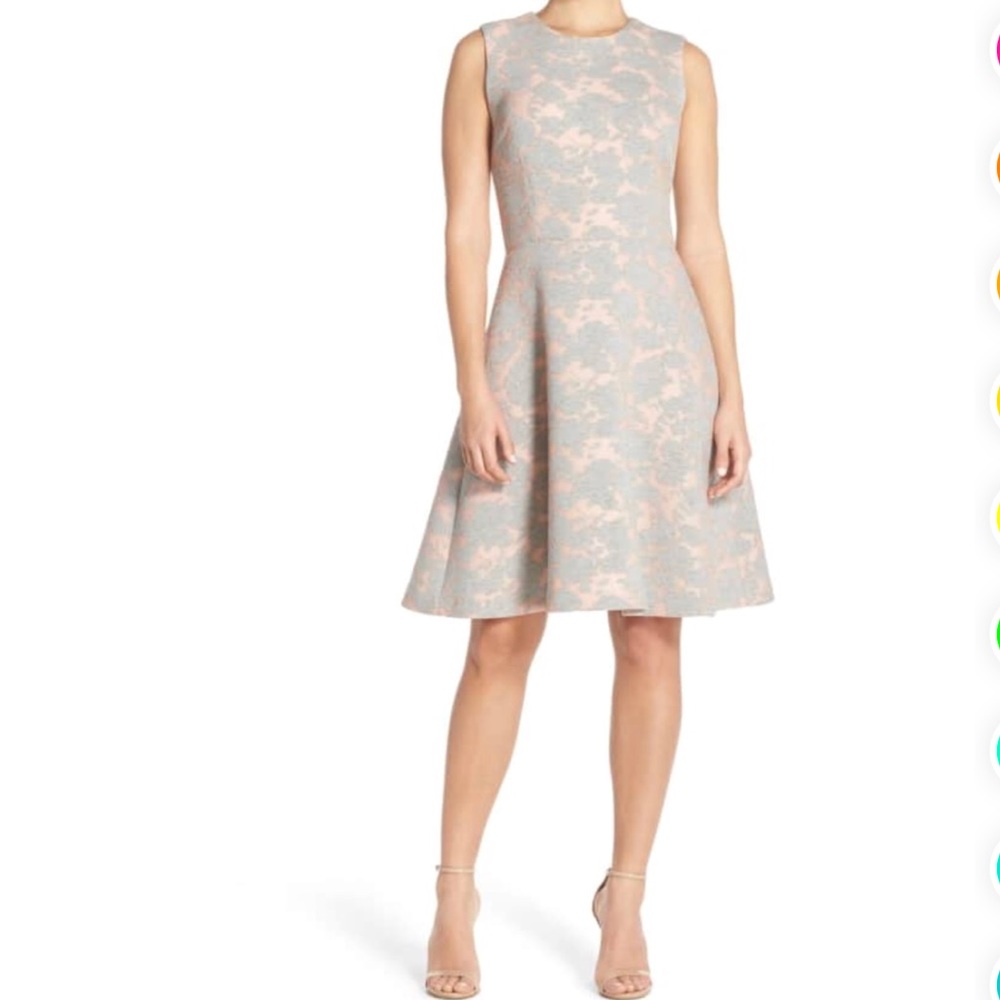 Maggy London Pink and Grey Flare Dress Size 4